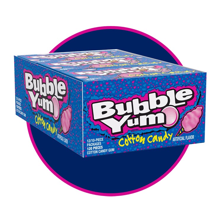 box of bubble yum cotton candy bubble gum