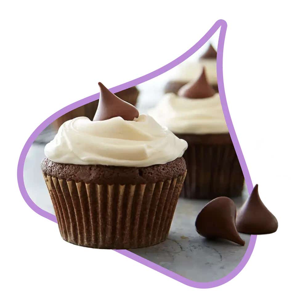batch of hersheys double kisses chocolate cupcakes ready to serve