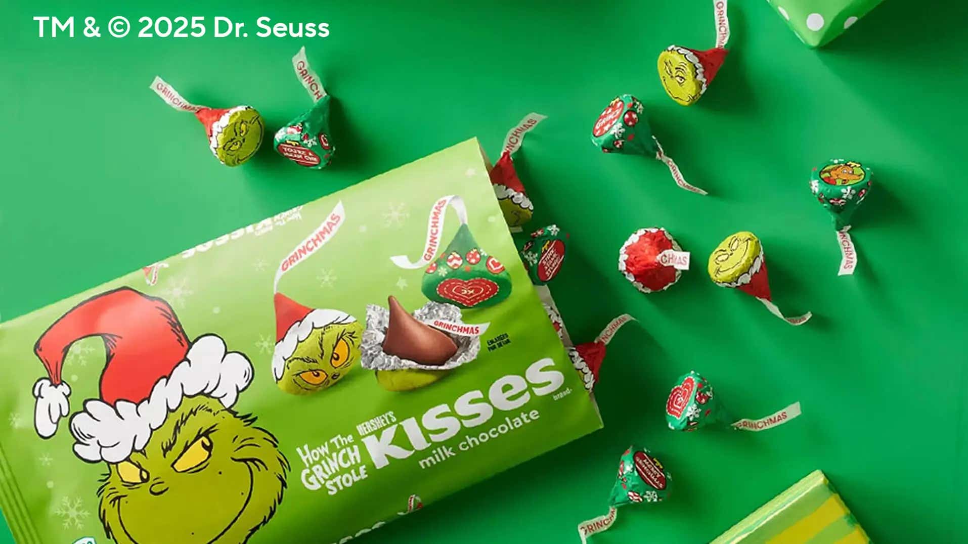 grinch themed hershey kisses