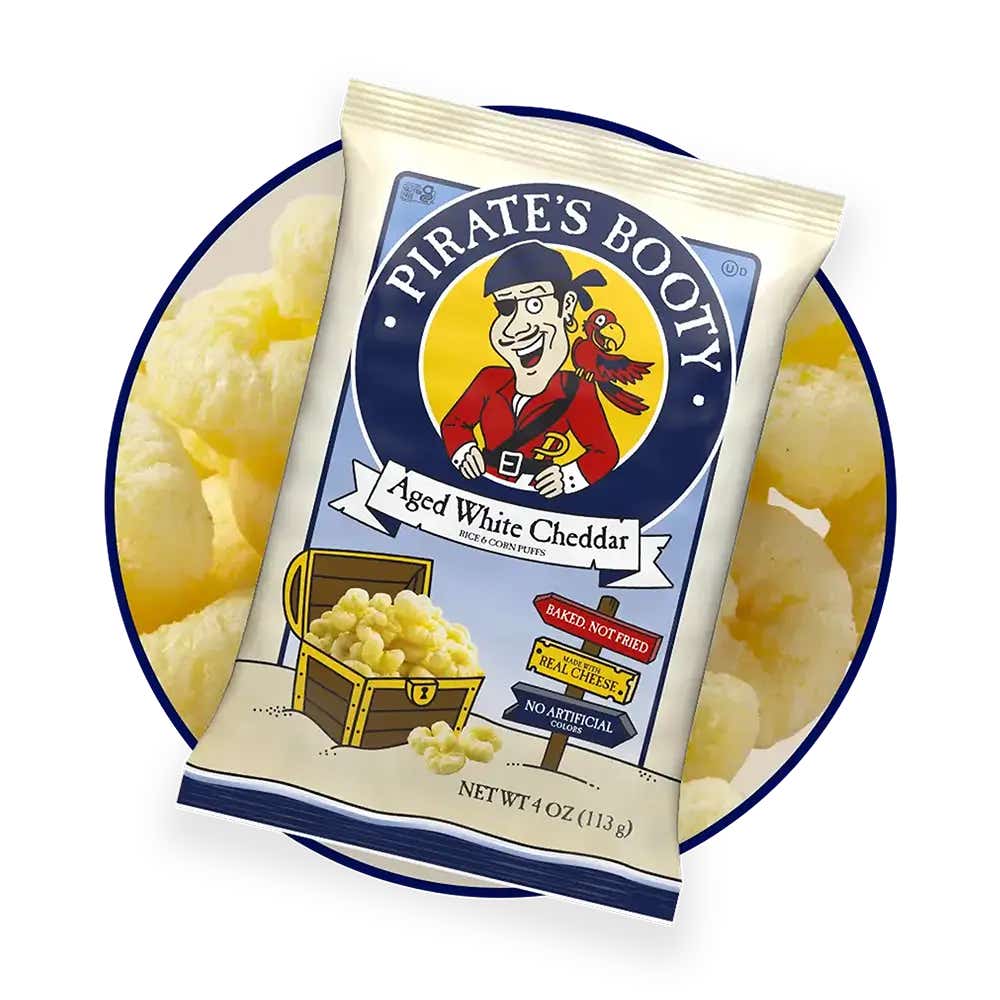 bag of pirates booty aged white cheddar rice and corn puffs