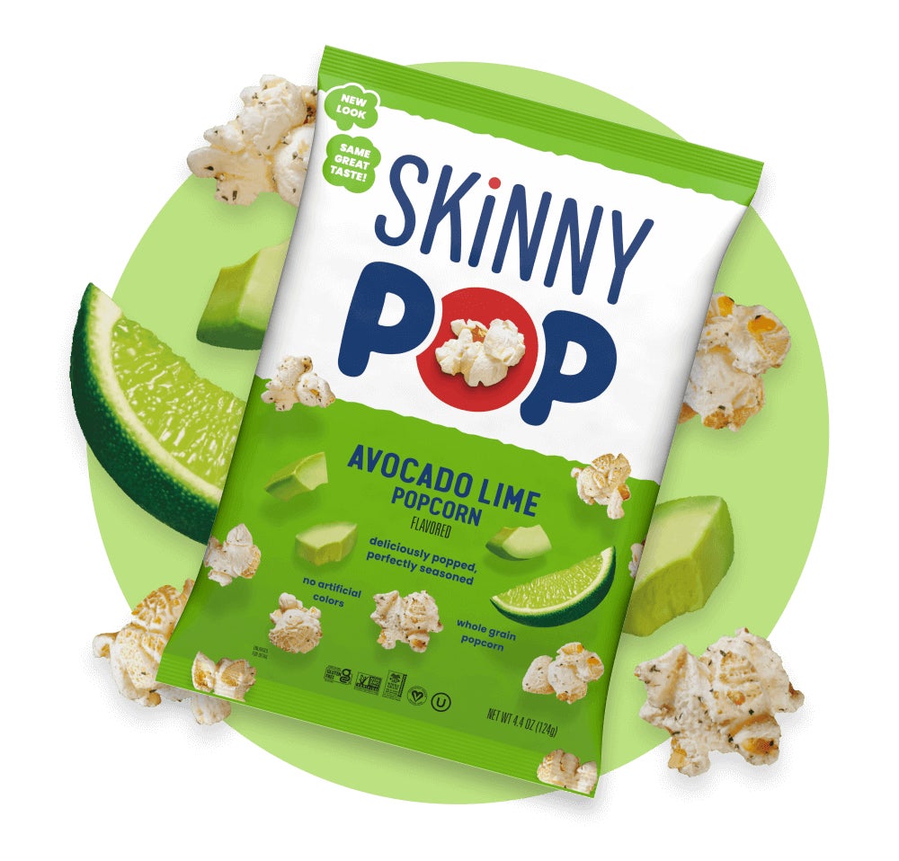 bag of skinnypop avocado lime flavored popcorn