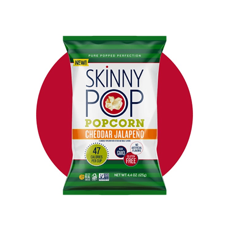 bag of skinnypop cheddar jalapeno popped popcorn