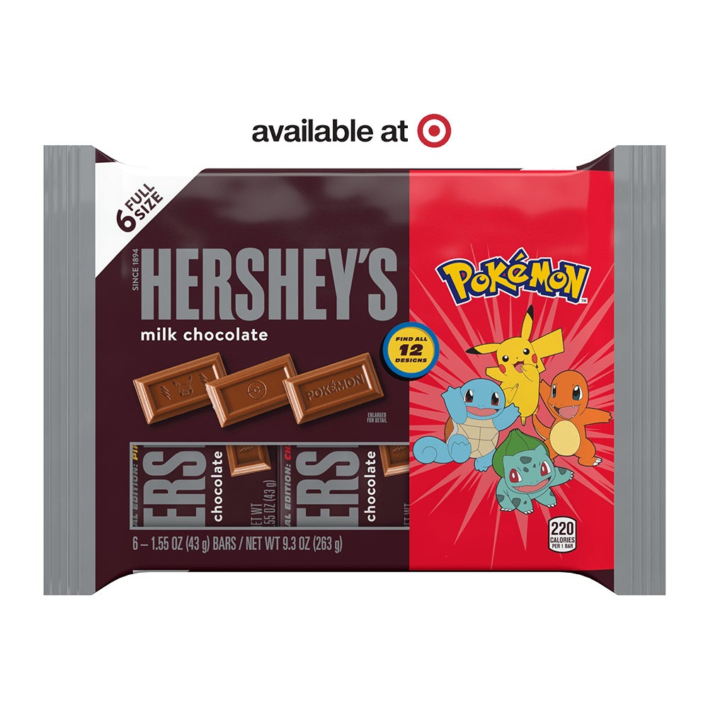 HERSHEY'S Milk Chocolate Pokémon Special Edition Candy Bars, 1.55 oz, 6 pack - Front of Package