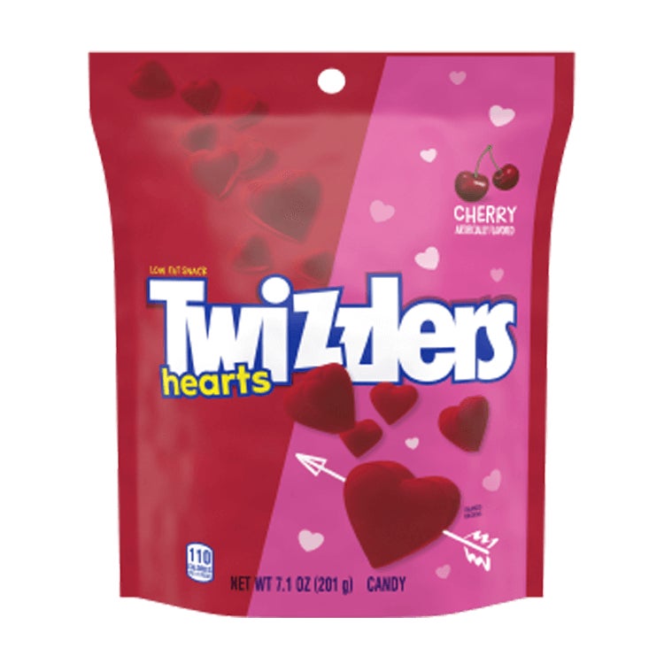 bag of twizzlers cherry hearts candy